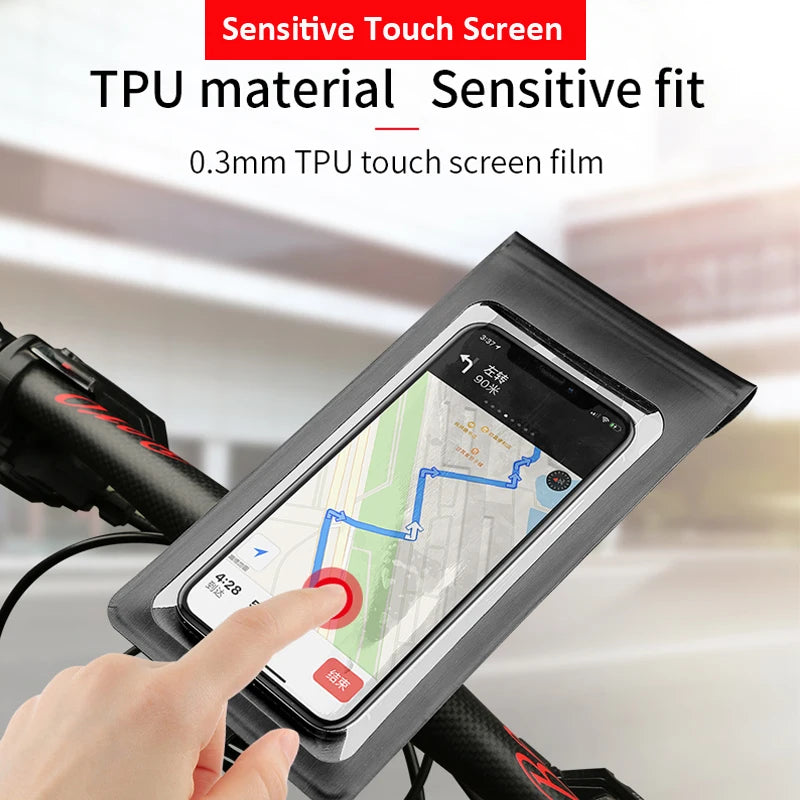 Bike Holder Waterproof Pouch Bag Bicycle Phone Case TPU Touchscreen with Rain Cover Handlebar Mirror Motorcycle Stand Mount