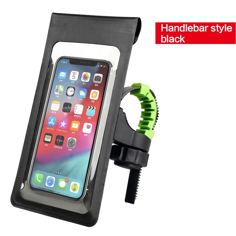 Bike Holder Waterproof Pouch Bag Bicycle Phone Case TPU Touchscreen with Rain Cover Handlebar Mirror Motorcycle Stand Mount